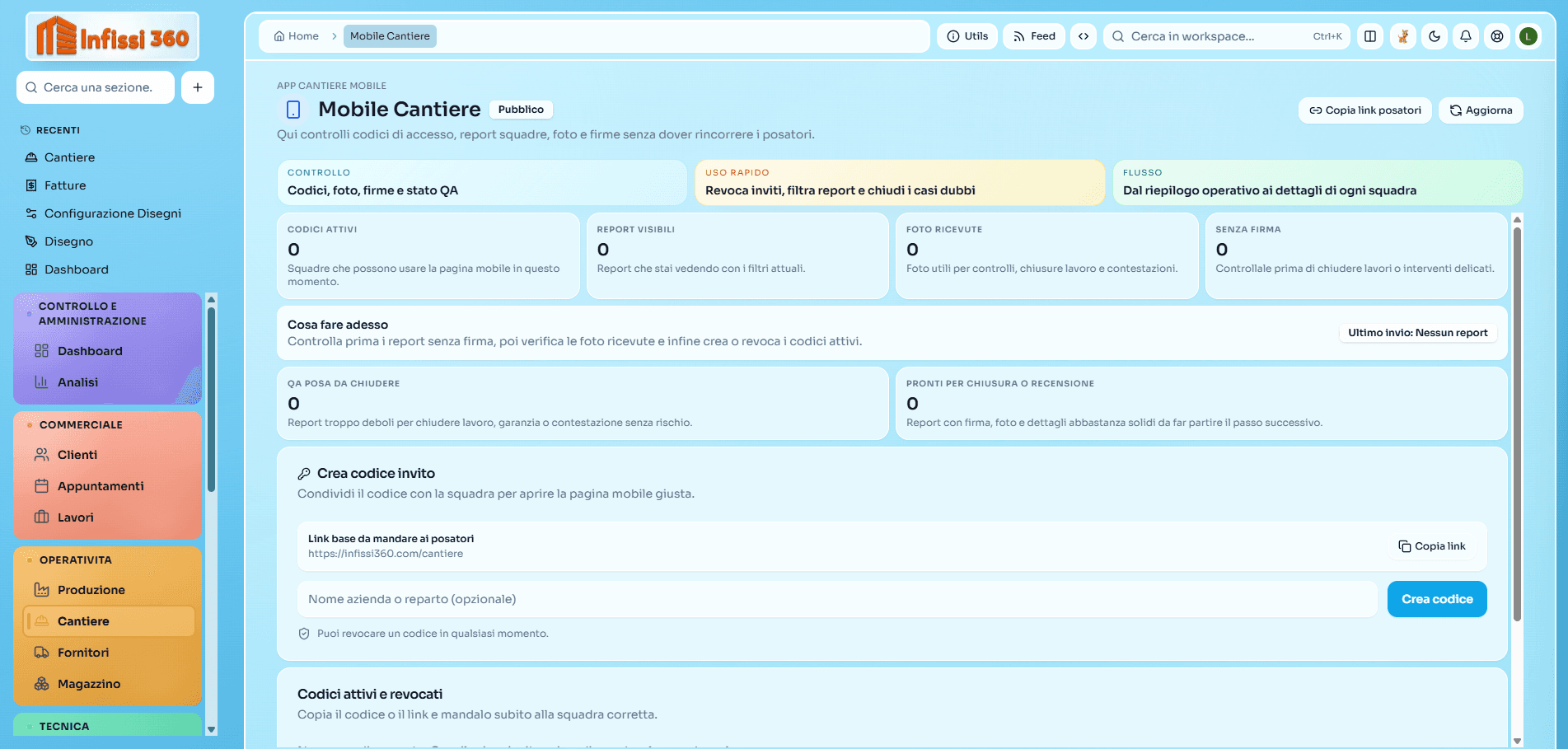 Cantiere pronto prima di uscire.